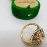 9ct Yellow Gold & Citrine Set Floral Dress Ring Antique 2006 Birmingham