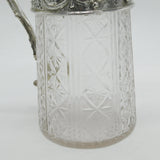 Victorian Silver Plated Cut Glass Claret Jug Bacchanalian Detail Antique c1890