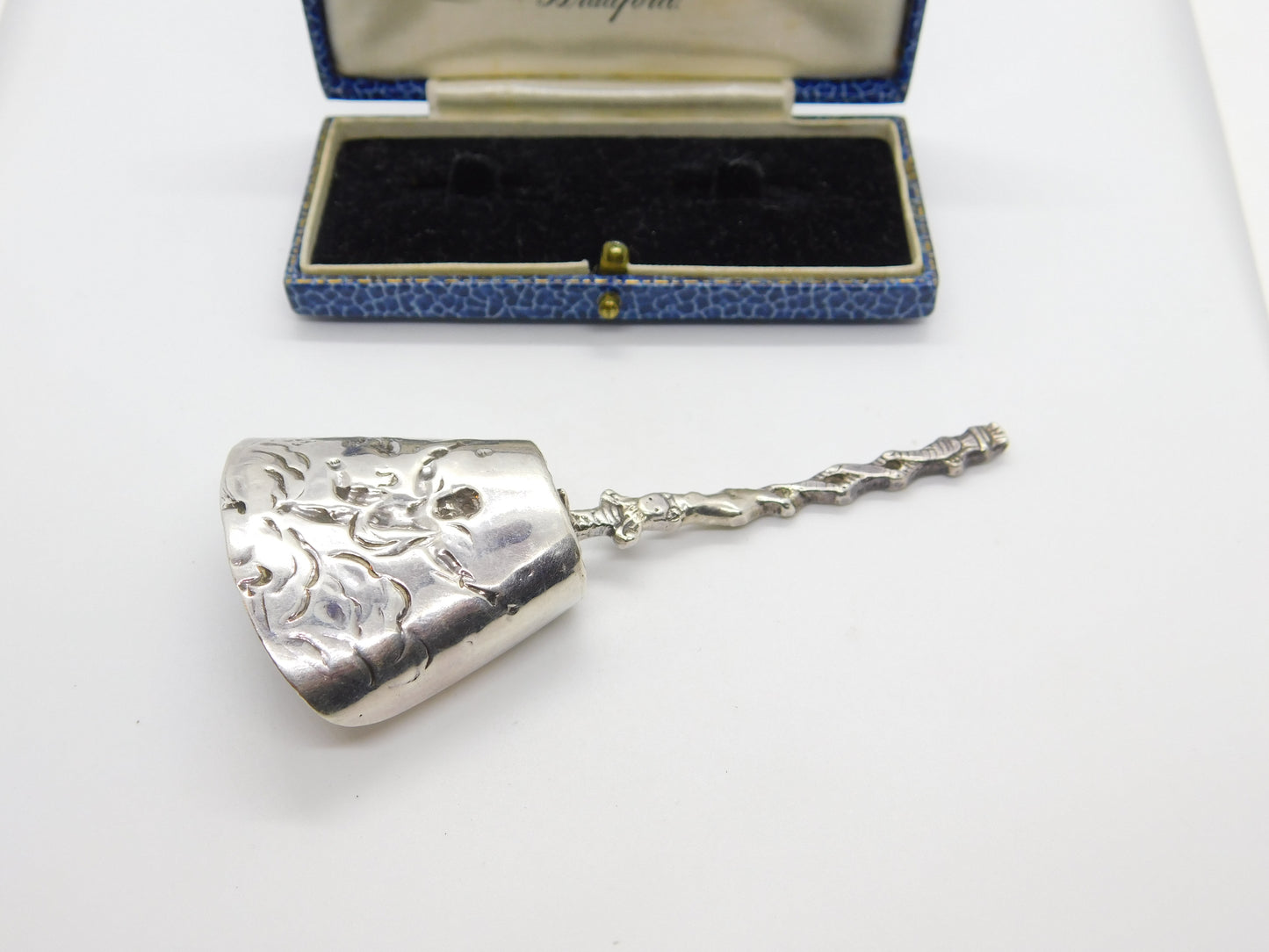 Edwardian Sterling Silver Cherub Form Tea Caddy Spoon Antique 1904 London