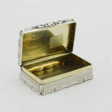 Victorian Sterling Silver Floral Pattern Snuff Box Antique 1853 Birmingham