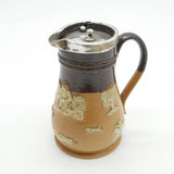 Edwardian Sterling Silver Mounted Doulton Stoneware Water Jug 1904 Antique