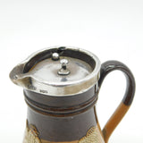 Edwardian Sterling Silver Mounted Doulton Stoneware Water Jug 1904 Antique