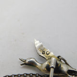 19th Century French Sterling Silver, Enamel & Pearl Flying Duck Stick Pin Antique