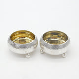 Victorian Pair of Sterling Silver Cauldron Salt Cellars Gilded Antique 1879