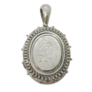 Victorian Sterling Silver Aesthetic Leaf & Crane Sweetheart Locket Antique c1880