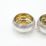 Victorian Pair of Sterling Silver Cauldron Salt Cellars Gilded Antique 1879
