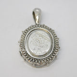 Victorian Sterling Silver Aesthetic Leaf & Crane Sweetheart Locket Antique c1880
