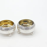 Victorian Pair of Sterling Silver Cauldron Salt Cellars Gilded Antique 1879