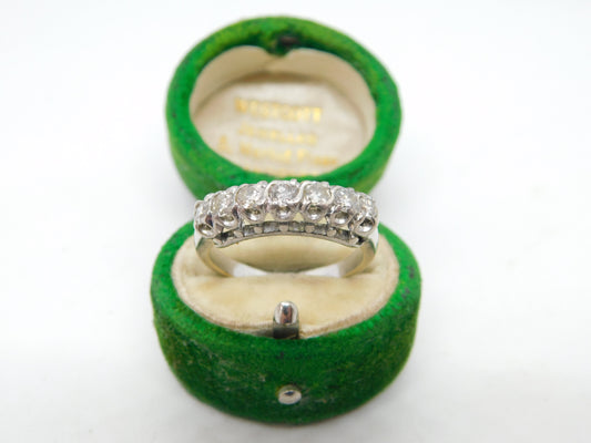 Victorian 14ct White Gold & 0.35ct Diamond Seven Stone Ring Antique c1890