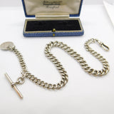 Edwardian Sterling Silver Graduating Albert Watch Chain Antique 1905 Birmingham