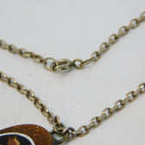 Victorian Sterling Silver Goldstone Micro Mosaic Lion of Venice Necklace Antique