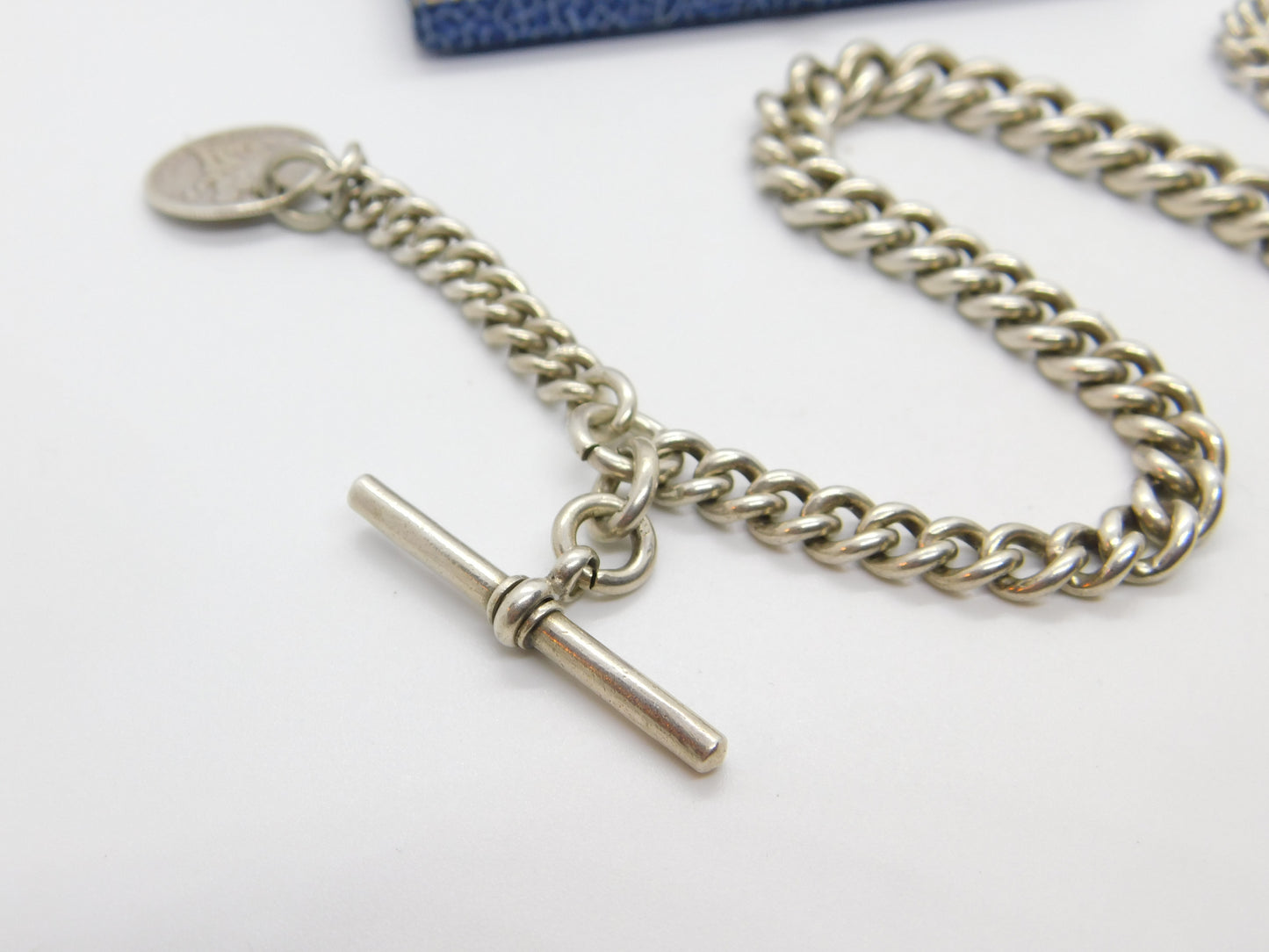 Edwardian Sterling Silver Graduating Albert Watch Chain Antique 1905 Birmingham