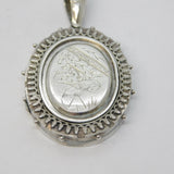 Victorian Sterling Silver Aesthetic Leaf & Crane Sweetheart Locket Antique c1880