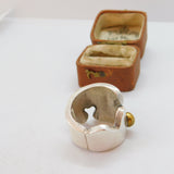 Large Handmade Sterling Silver & Gold Cabochon Garnet Statement Ring Vintage