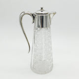 Victorian Large Sterling Silver Mounted Cut Glass Claret Jug 1897 Birmingham Antique