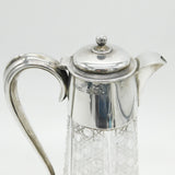 Victorian Large Sterling Silver Mounted Cut Glass Claret Jug 1897 Birmingham Antique