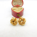 Pair of 9ct Yellow Gold Woven Knot Stud Earrings Vintage London c1990