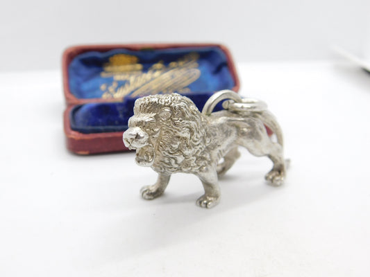 Large Cast Sterling Silver Roaring Lion Leo Statement Pendant 2008 London 50g