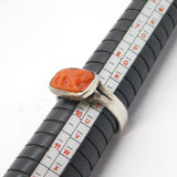 Georgian Grand Tour Sterling Silver & Carved Coral Lion Cameo Ring Antique