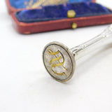 Victorian Sterling Silver Monogram S Initial Desk Seal Stamp Antique c1890