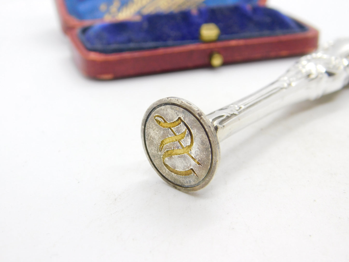 Victorian Sterling Silver Monogram S Initial Desk Seal Stamp Antique c1890