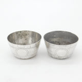 Victorian Pair of Sterling Silver Barrell Form Novelty Salt Cellars Antique 1875