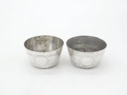 Victorian Pair of Sterling Silver Barrell Form Novelty Salt Cellars Antique 1875