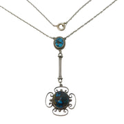 19th Century Austro-Hungarian Sterling Silver Turquoise Floral Necklace Antique