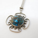 19th Century Austro-Hungarian Sterling Silver Turquoise Floral Necklace Antique