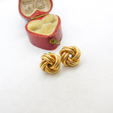 Pair of 9ct Yellow Gold Woven Knot Stud Earrings Vintage London c1990