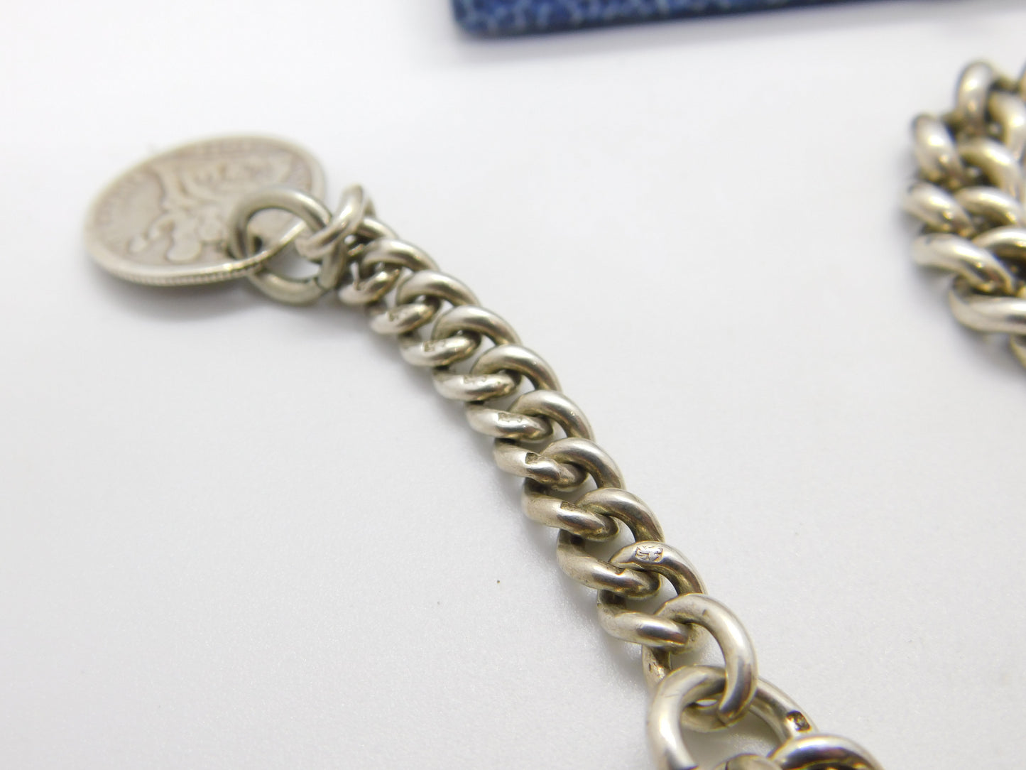 Edwardian Sterling Silver Graduating Albert Watch Chain Antique 1905 Birmingham