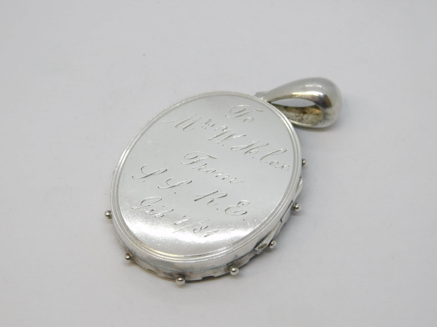 Victorian Sterling Silver Aesthetic Leaf & Crane Sweetheart Locket Antique c1880