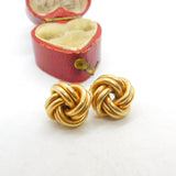 Pair of 9ct Yellow Gold Woven Knot Stud Earrings Vintage London c1990