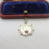 Victorian Sterling Silver Garnet Set Threepence Coin Charm 1901 Antique