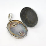 Victorian Sterling Silver Aesthetic Leaf & Crane Sweetheart Locket Antique c1880