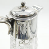 Victorian Large Sterling Silver Mounted Cut Glass Claret Jug 1897 Birmingham Antique