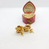 Pair of 9ct Yellow Gold Woven Knot Stud Earrings Vintage London c1990