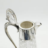 Victorian Large Sterling Silver Mounted Cut Glass Claret Jug 1897 Birmingham Antique