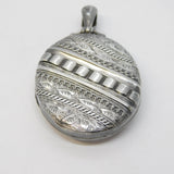 Victorian Sterling Silver Ivy Leaf Sweetheart Locket Pendant Antique c1860