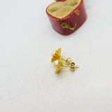 Pair of 9ct Yellow Gold Pearl Set Floral Stud Earrings 1969 London Vintage