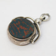 Victorian Sterling Silver, Carnelian & Bloodstone Spinner Fob Antique 1896 Birmingham