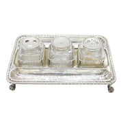 George III Sterling Silver Three-Piece Glass Desk Stand Antique 1767 London
