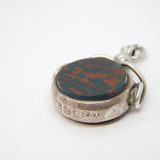 Victorian Sterling Silver, Carnelian & Bloodstone Spinner Fob Antique 1896 Birmingham