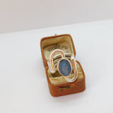 Large Taxco 950 Silver Doublet Opal Set Handmade Statement Ring Vintage