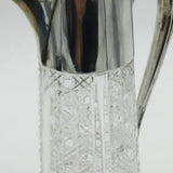 Victorian Large Sterling Silver Mounted Cut Glass Claret Jug 1897 Birmingham Antique