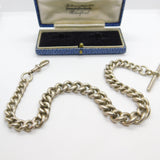 Victorian Sterling Silver Chunky Graduating Albert Watch Chain 1898 Antique Birmingham