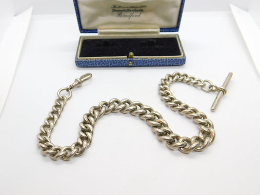 Victorian Sterling Silver Chunky Graduating Albert Watch Chain 1898 Antique Birmingham