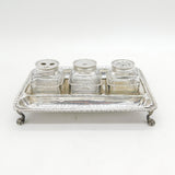 George III Sterling Silver Three-Piece Glass Desk Stand Antique 1767 London
