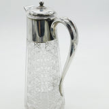 Victorian Large Sterling Silver Mounted Cut Glass Claret Jug 1897 Birmingham Antique