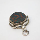 Victorian Sterling Silver, Carnelian & Bloodstone Spinner Fob Antique 1896 Birmingham